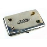 Russian .84 cigarette case, early 20th century, possibly Moscow, the case decorated with Art Nouveau