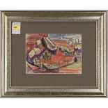 (lot of 2) Erle Loran (American, 1905-1999), Horses in a Corral & Abstract #45, pastel and