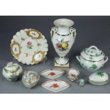 (lot of 10) Continental porcelain articles, consisting of primarily Herend items, including a lidded