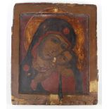 Russian icon, depicting the Mother of God, possibly 17th century, having polychrome paint