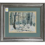 William Bliss Baker (American, 1859-1886), Winter Woodland Landscape, watercolor, signed lower