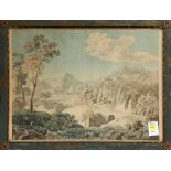 European School (18th century), Bucolic Landscape with Figure, Sheep and Distant Castle,