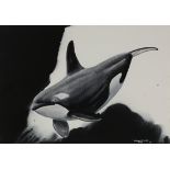 Robert Wyland (American, b. 1956), "Orca Time," 1999, watercolor, signed and dated lower right,