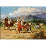 Baldomero Galofre Y Gimenez (Spanish, 1849-1902), Gypsy Encampment, oil on panel, signed lower left,