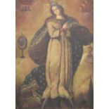 Spanish Colonial School (19th century), Untitled (Virgin on the Crescent Moon), oil on canvas