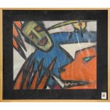 The Red Dog, 1964, oil on paper, signed "R. Berge" and dated lower right, overall (with frame): 25"h