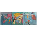 (lot of 3) Mihail Chemiakin (Russian, b.1943), Untitleds (The Jesters), lithographs in colors,