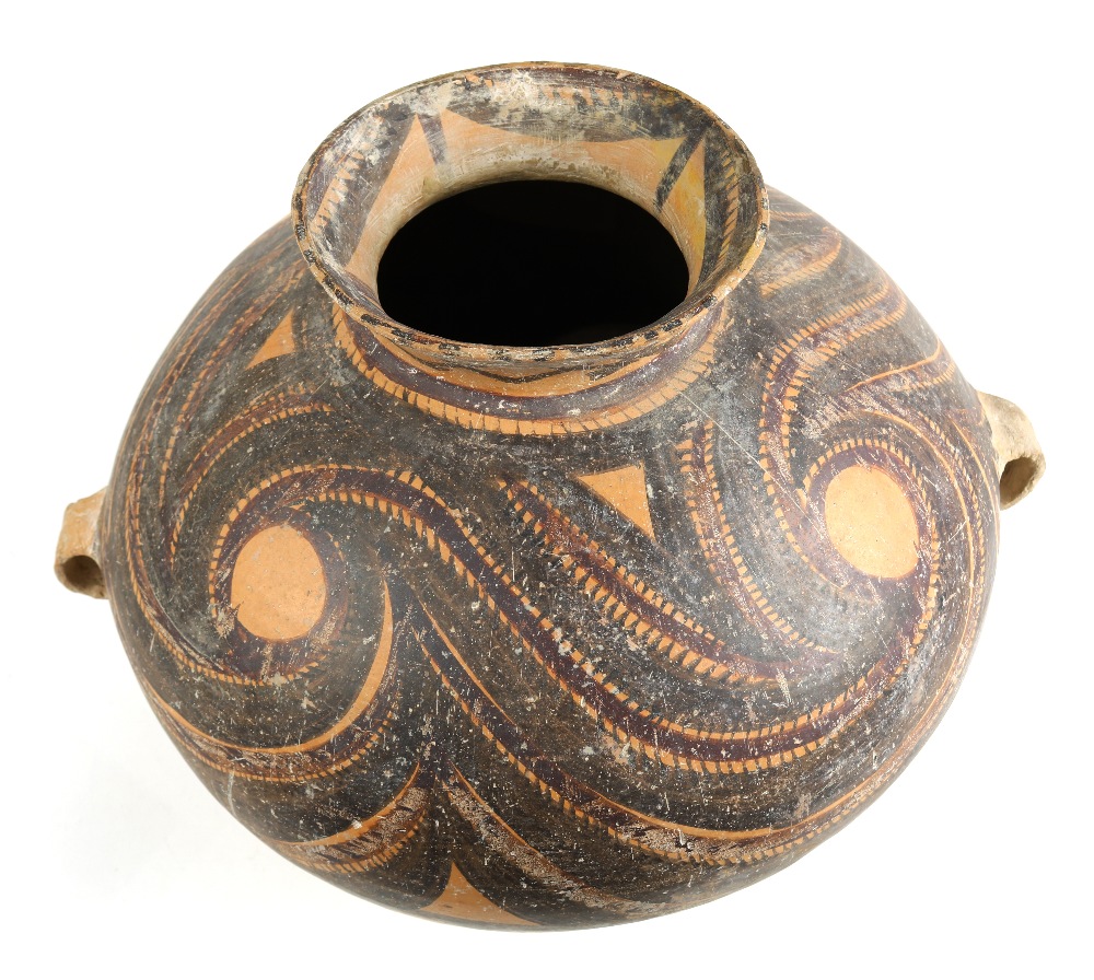 Chinese Neolithic style pottery jar, with an everted rim above the rounded shoulder decorated with - Image 3 of 3