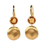 Pair of Marco Bicego Jaipur citrine and 18k yellow gold earrings Featuring (2) round-cut citrines,