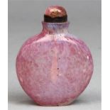 Chinese glass snuff bottle, 18th/19th century, the flattened round translucent body of mottled