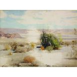 James Swinnerton (American, 1875-1974), Desert Landscape, oil on board, signed lower right, board: