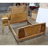 (lot of 2) Art Nouveau bed and nightstand executed by A. Bastet, Lyon France circa 1910, including a