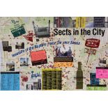 June Wayne (American, 1918-2011), "Sects in the City," 2006, silkscreen with collage laser and color