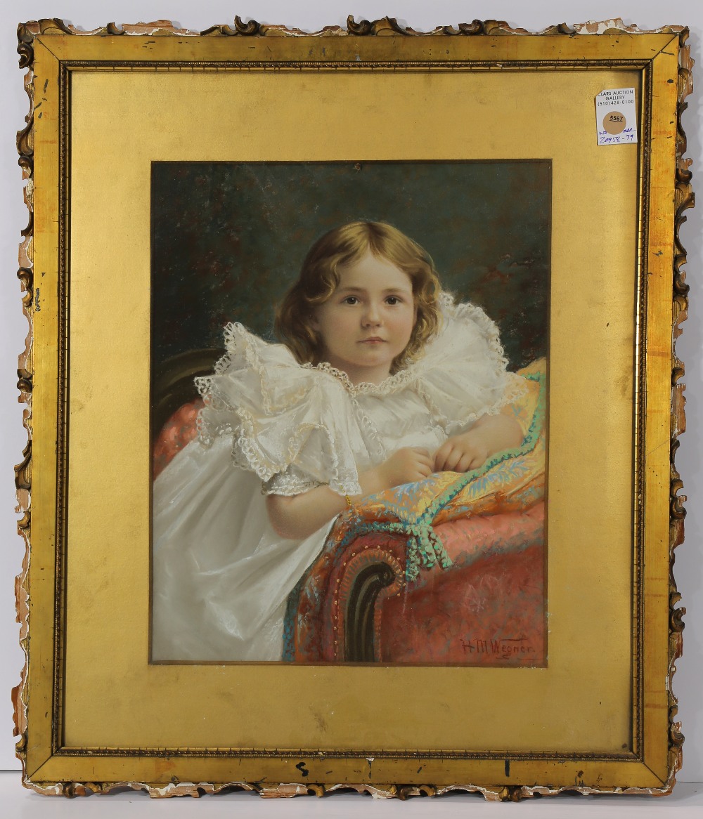 Harry M. Wegner (American, b. 1851), Portrait of a Young Girl, pastel, signed lower right,