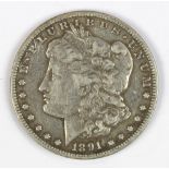 1891 (CC) Carson City Morgan Silver Dollar VF/XF