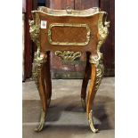 Louis XV style ormolu mounted parquetry inlaid jardinière table, having gilt mounted caryatid form