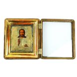 Russian icon, having a silver oklad and depicting Christ Pantocrator, 10"h x 8"w