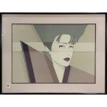 Patrick Nagel (American, 1945-1984), Sharp Edges, offset print in colors, unsigned, circa 1980,