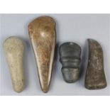 (lot of 4) Meso-American stone celt group, largest: 8"l.