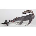 (lot of 2) Epidanio Fuentes (Mexican, 20th century), The Attack, 1988, painted wood sculptures,