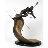 Douglas Van Howd (American, b. 1935), "Slalom Skier," bronze sculpture (maquette), signed at bottom,
