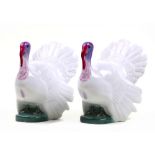 (lot of 2) Herend hand painted porcelain figural sculptures of turkeys, each executed in cream,