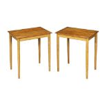 Pair of Swedish Modern Borge Mogensen occasional tables, each having a rectangular top, above