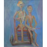 John Charles Haley (American, 1905-1991), Untitled (Two Skeletal Figures with Bow and Knife),
