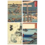 (lot of 4) Japanese woodblock prints: Utagawa Hiroshige (1797-1858), "Itsukushima' and "Shima";