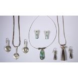 (Lot of 6) Glass, 14k yellow gold, sterling silver and silver jewelry suites Including 1) Turner 14k