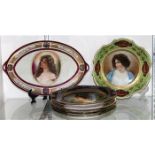 (lot of 7) Royal Vienna portrait plate group, comprising (5) cabinet portrait plates, each with