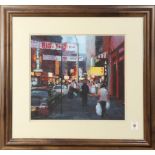 Doug Dawson (American, b. 1944), “Street of Golden Dragon," pastel, signed lower right, titled and