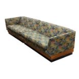 (lot of 2) Mid-Century Modern sectional sofa, each having a square profile, one having a left arm,