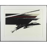 Ikegami Isao (Japanese, b. 1938) limited edition lithograph of brush stroke, " Ryu" (flow), lower