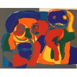 Karl Appel (Dutch, 1921-2006), Sans Titre (Deux Visages), 1969, screenprint in colors, pencil signed