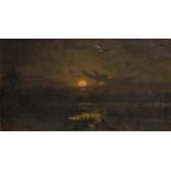 Frederick Ferdinand Schafer (American/German, 1839-1927), "Moonrise on Sacramento River,