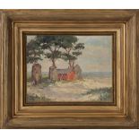 Paul Friedrich Sprenk (American, 1898-1979), Farm in Field, oil on board, signed lower left, overall