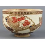 Japanese Satsuma tea bowl, decorated in gilt and colored enamels, both interior and exterior with