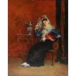 Juan Antonio Gonzales (Spanish, 1842-1914), “Elegant Spanish Beauty,” 1875, oil on panel, signed and
