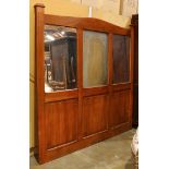 French cafe oak and etched glass room divider circa 1900, the center panel with frosted floral