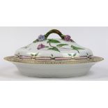 Royal Copenhagen Flora Danica lidded tureen, the lid having a stylized floral encrusted branch