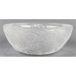 Lalique France crystal bowl, in the "Pinsions" pattern, clear crystal in frosted and polished finish