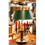 French Empie style lamp having four candles and two lights, 33"h