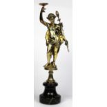 French Grand Tour style silver gilt mythological figure, depicting Bacchus or Dionysus, modeled as