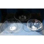 (lot of 3) Steuben glass bowl group, comprising (3) wide mouthed bowls each rising on a shaped