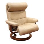 J. E Ekornes Norway stressless leather Zero Gravity lounge chair, having a leather seat and back