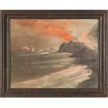 California School (20th century), “Second Cliff House Fire, San Francisco,” watercolor, unsigned,