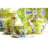 (lot of 111) Herend hand painted Yellow Dynasty table service, each having hand painted floral and