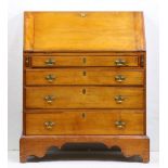 American Chippendale slant front desk circa 1780, having a hinged fall front above the four drawer