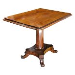 Regency mahogany table, circa 1820, having a rectangular top, above the octagonal standard, and